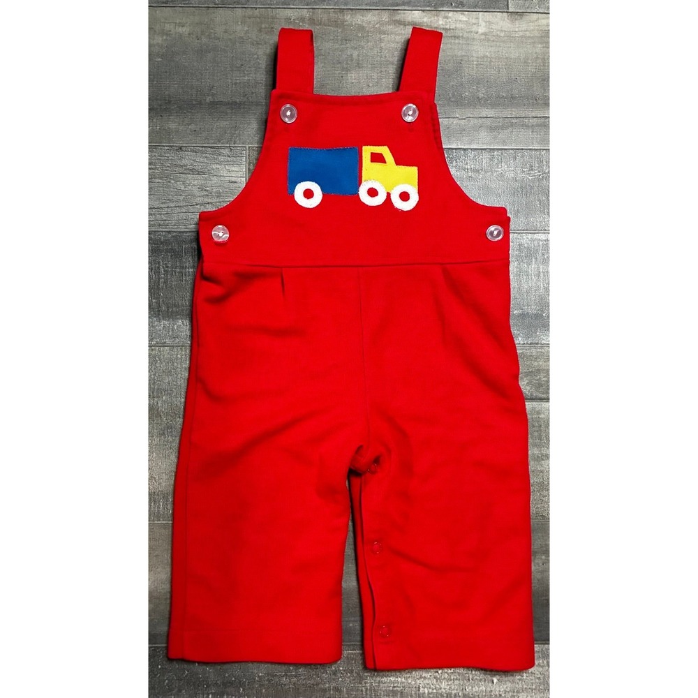 VTG 70s 80s Carter's Red Knit Baby Overalls Romper Made in USA - 12 Months